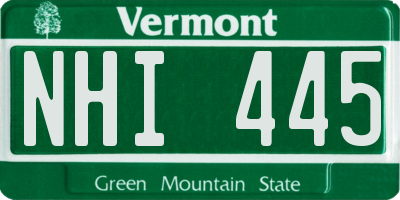 VT license plate NHI445