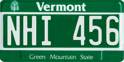 VT license plate NHI456