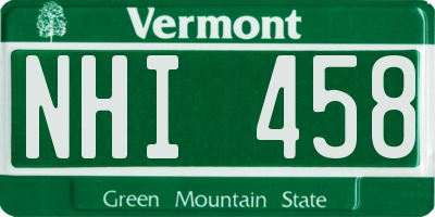 VT license plate NHI458