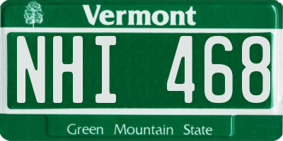 VT license plate NHI468
