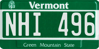 VT license plate NHI496