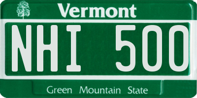 VT license plate NHI500