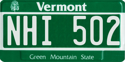 VT license plate NHI502