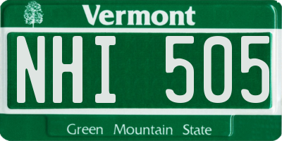 VT license plate NHI505