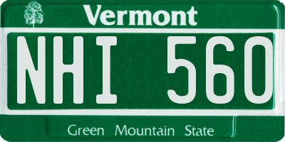 VT license plate NHI560