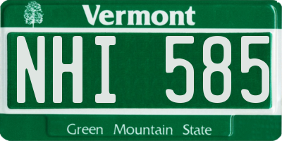 VT license plate NHI585