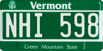 VT license plate NHI598
