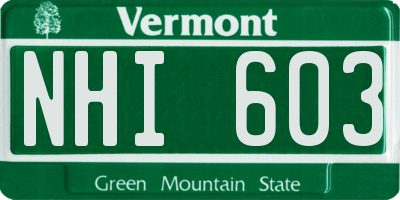 VT license plate NHI603
