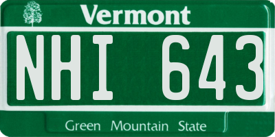 VT license plate NHI643