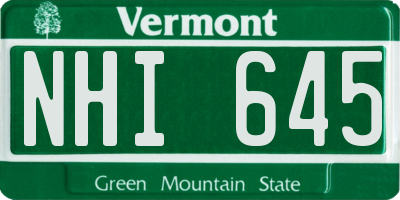 VT license plate NHI645