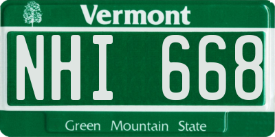 VT license plate NHI668