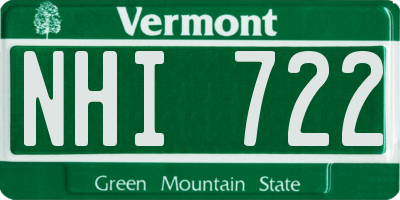 VT license plate NHI722