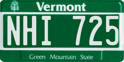 VT license plate NHI725