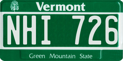 VT license plate NHI726