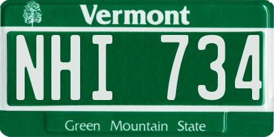 VT license plate NHI734