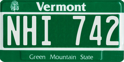 VT license plate NHI742