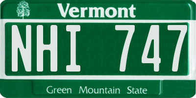VT license plate NHI747