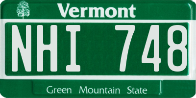VT license plate NHI748