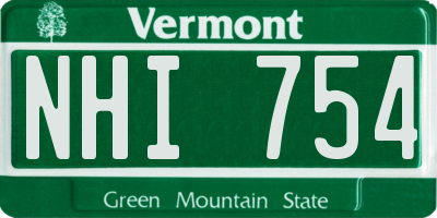 VT license plate NHI754