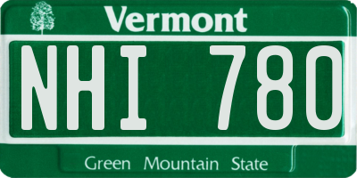 VT license plate NHI780