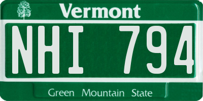 VT license plate NHI794