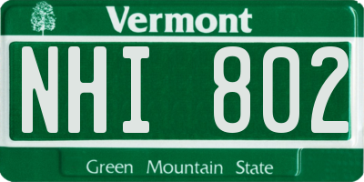 VT license plate NHI802