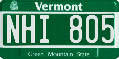 VT license plate NHI805