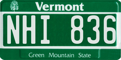 VT license plate NHI836