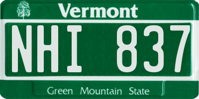 VT license plate NHI837