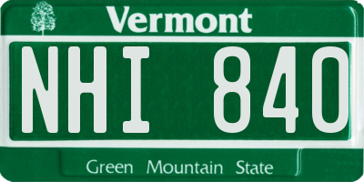 VT license plate NHI840