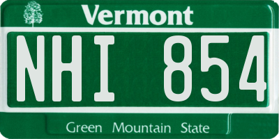 VT license plate NHI854