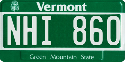VT license plate NHI860