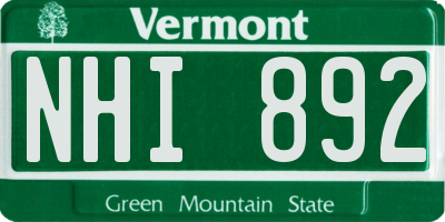 VT license plate NHI892