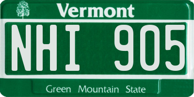 VT license plate NHI905
