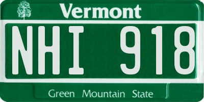 VT license plate NHI918