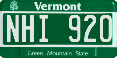 VT license plate NHI920