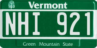VT license plate NHI921