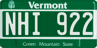 VT license plate NHI922