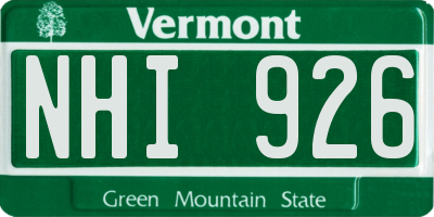 VT license plate NHI926