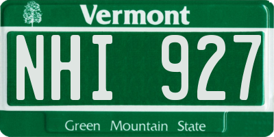 VT license plate NHI927