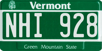 VT license plate NHI928
