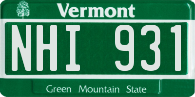 VT license plate NHI931