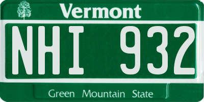 VT license plate NHI932