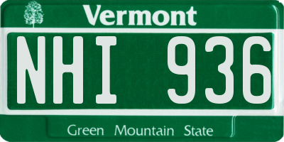 VT license plate NHI936
