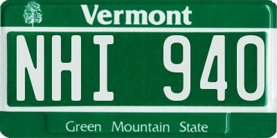 VT license plate NHI940