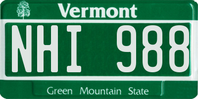 VT license plate NHI988