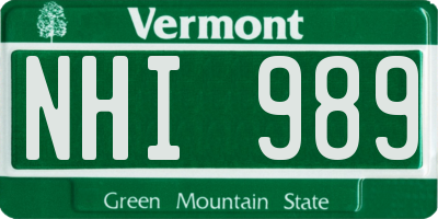 VT license plate NHI989
