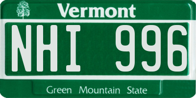 VT license plate NHI996