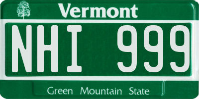 VT license plate NHI999