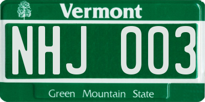 VT license plate NHJ003